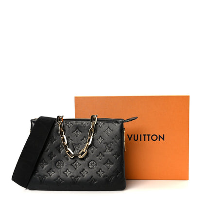 Lambskin Embossed Monogram Coussin PM Black