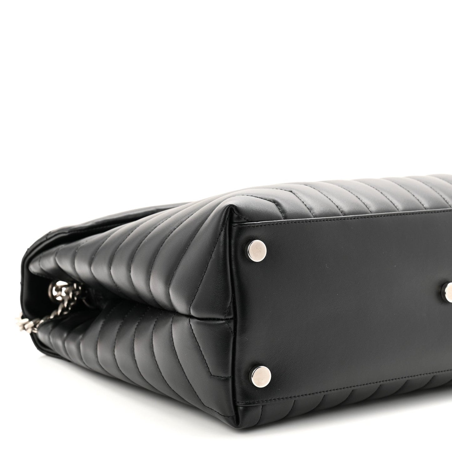 Calfskin Y Quilted Monogram Large Loulou Chain Satchel Black