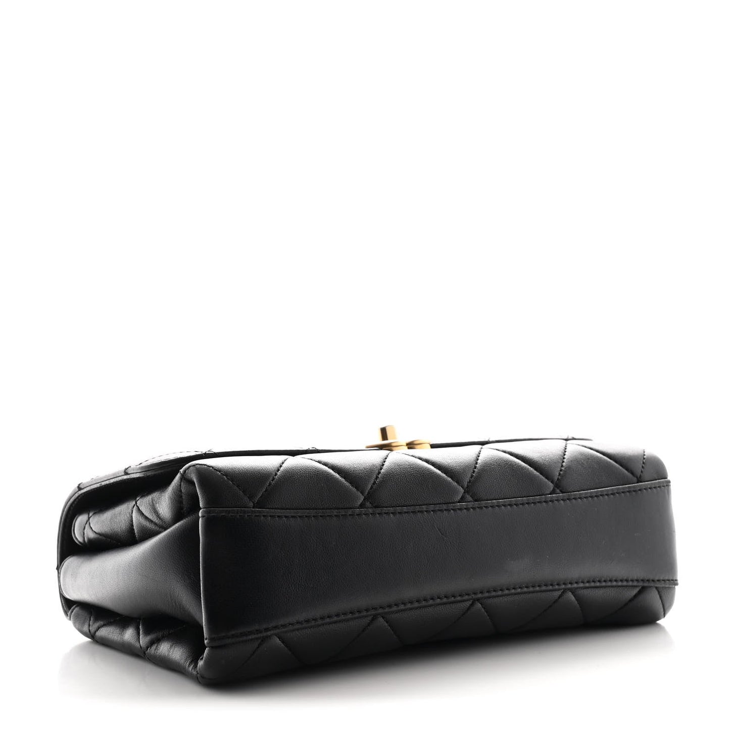 Lambskin Quilted CC Crystal Logo Chain Flap Black