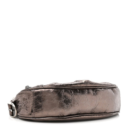 Metallic Agneau Arena Le Cagole Shoulder Bag XS Dark Bronze