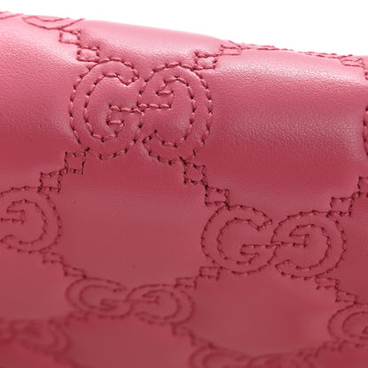 Calfskin GG Matelasse Chain Wallet Rhodamine Pink
