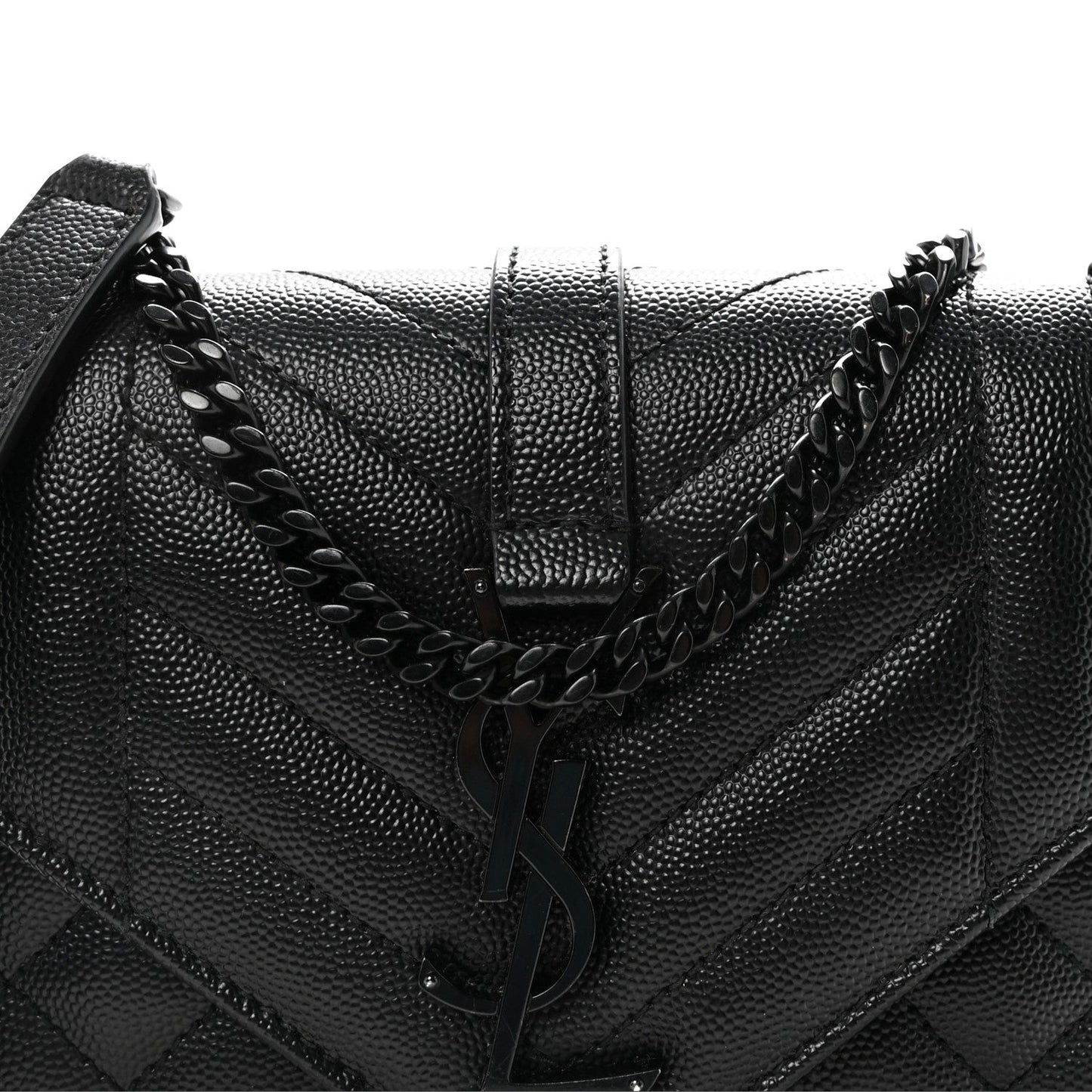 Grain De Poudre Textured Mixed Matelasse Triquilt Small Monogram Monochrome Satchel Black