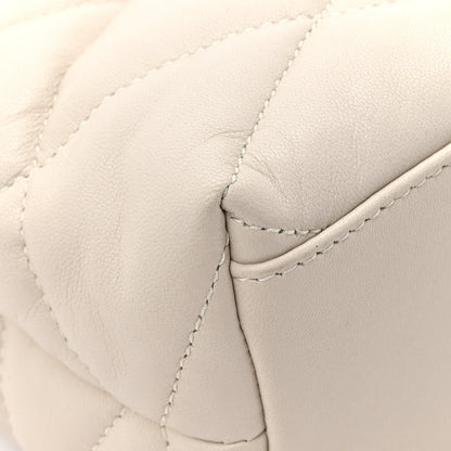 Lambskin Quilted Sade Puffer Envelope Clutch Crema Soft