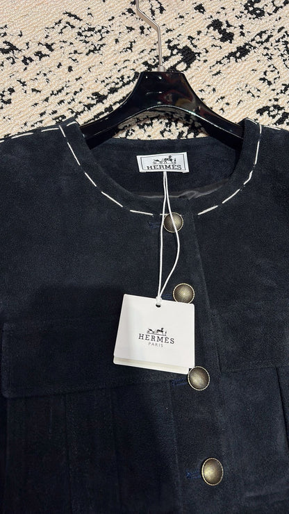 HM 25 Premium Blue Black Suede Jacket 264284