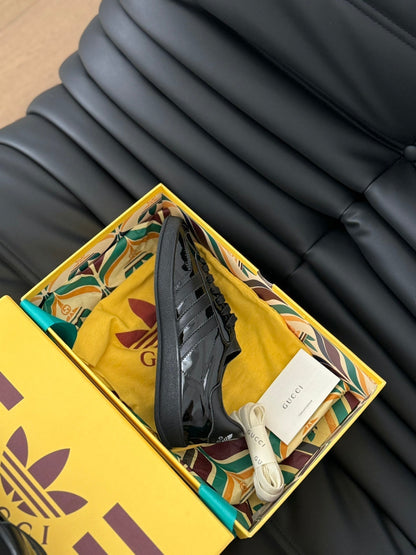 GG & ADIDAS GAZELLE SNEAKER GLOSSY BLACK CALFSKIN