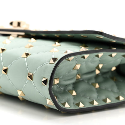 Lambskin Rockstud Spike Wallet on Chain Morning Dew