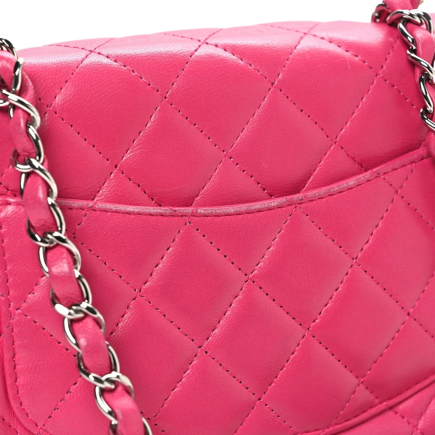 Lambskin Quilted Mini Square Flap Dark Pink