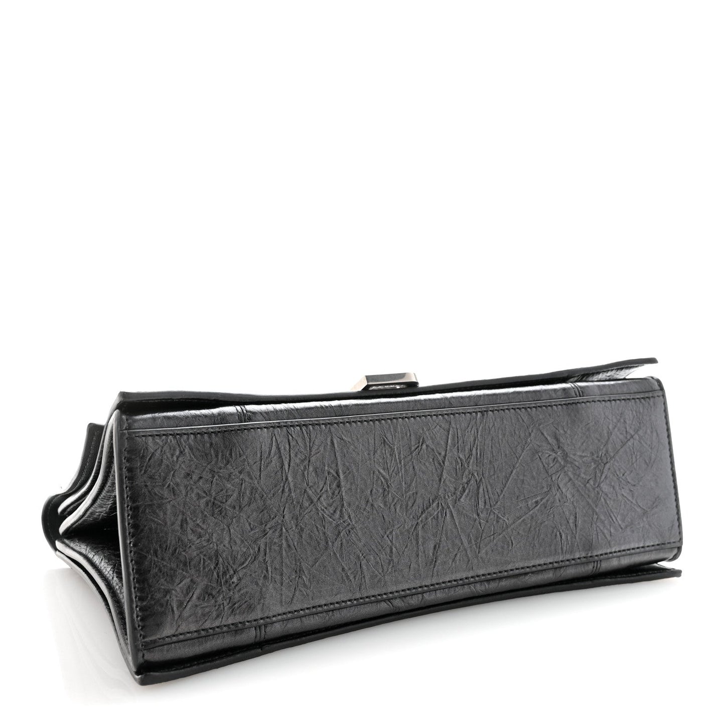 Metallic Crushed Calfskin Medium Crush Chain Bag Steel Grey