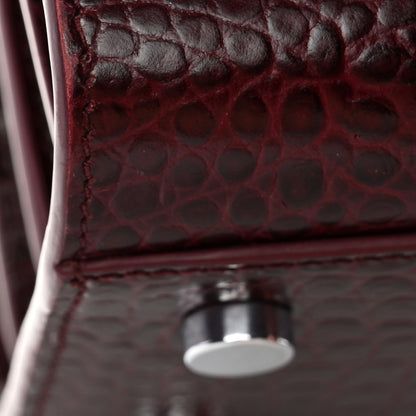 Calfskin Crocodile Embossed Baby Sac De Jour Bordeaux