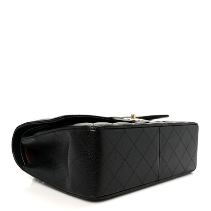Caviar Quilted Jumbo Double Flap Black