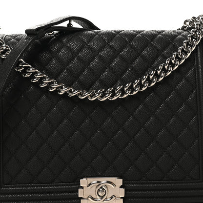 Caviar Quilted Large Boy Flap Black