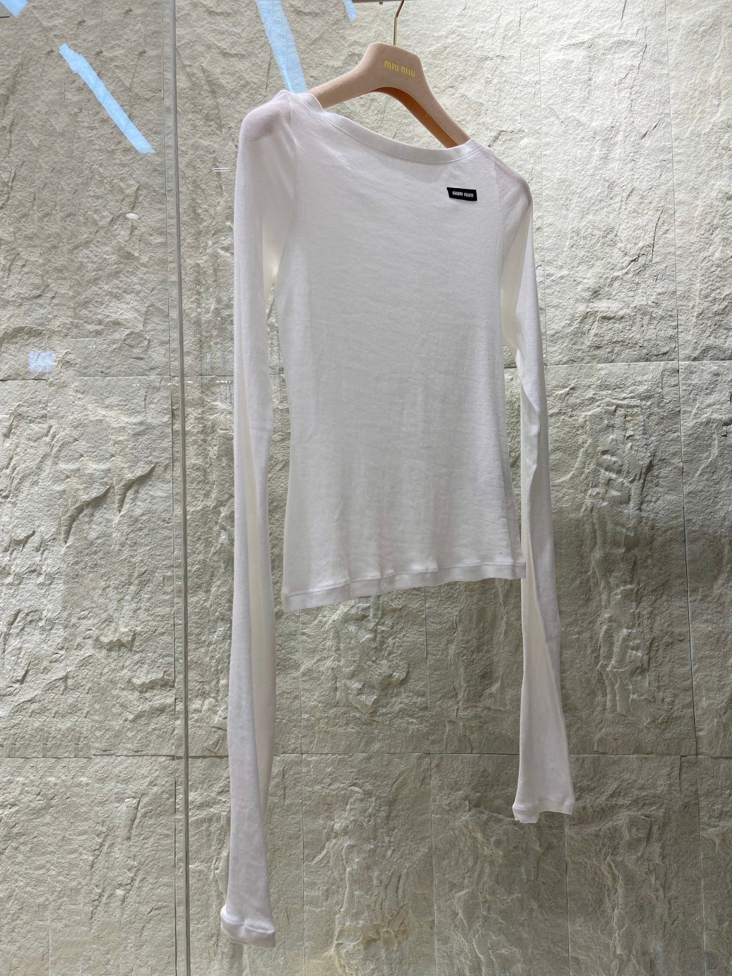 OFF SHOULDER LOGO T SHIRT 25S IN KATUN 266105