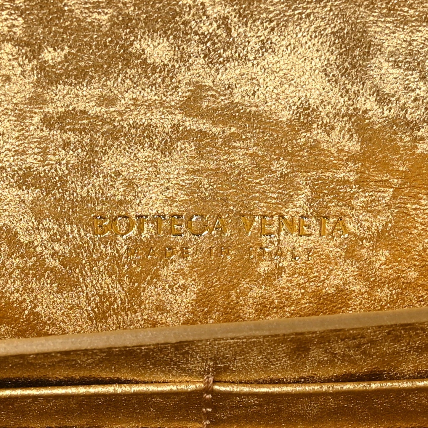 Metallic Lambskin Intrecciato Long Andiamo Top Handle Clutch Gold