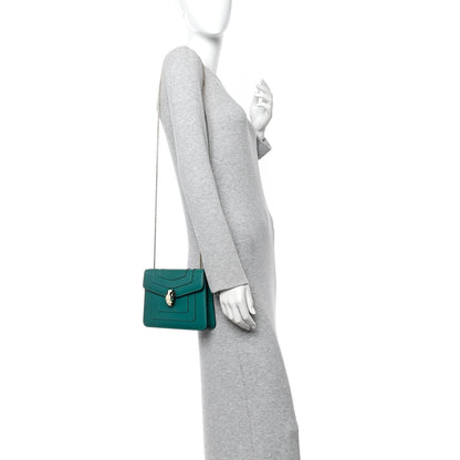 Calfskin Small Serpenti Forever Snake Strap Crossbody Bag Emerald Green