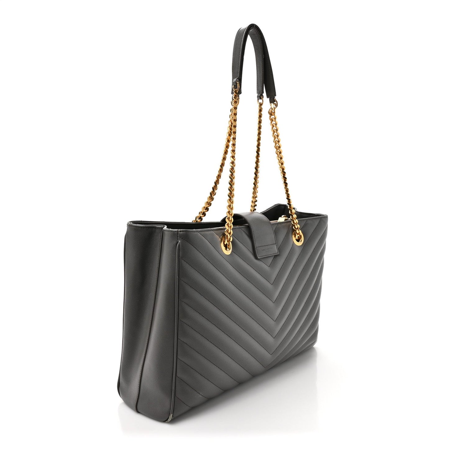 Grain De Poudre Matelasse Chevron Monogram Shopping Bag Fog