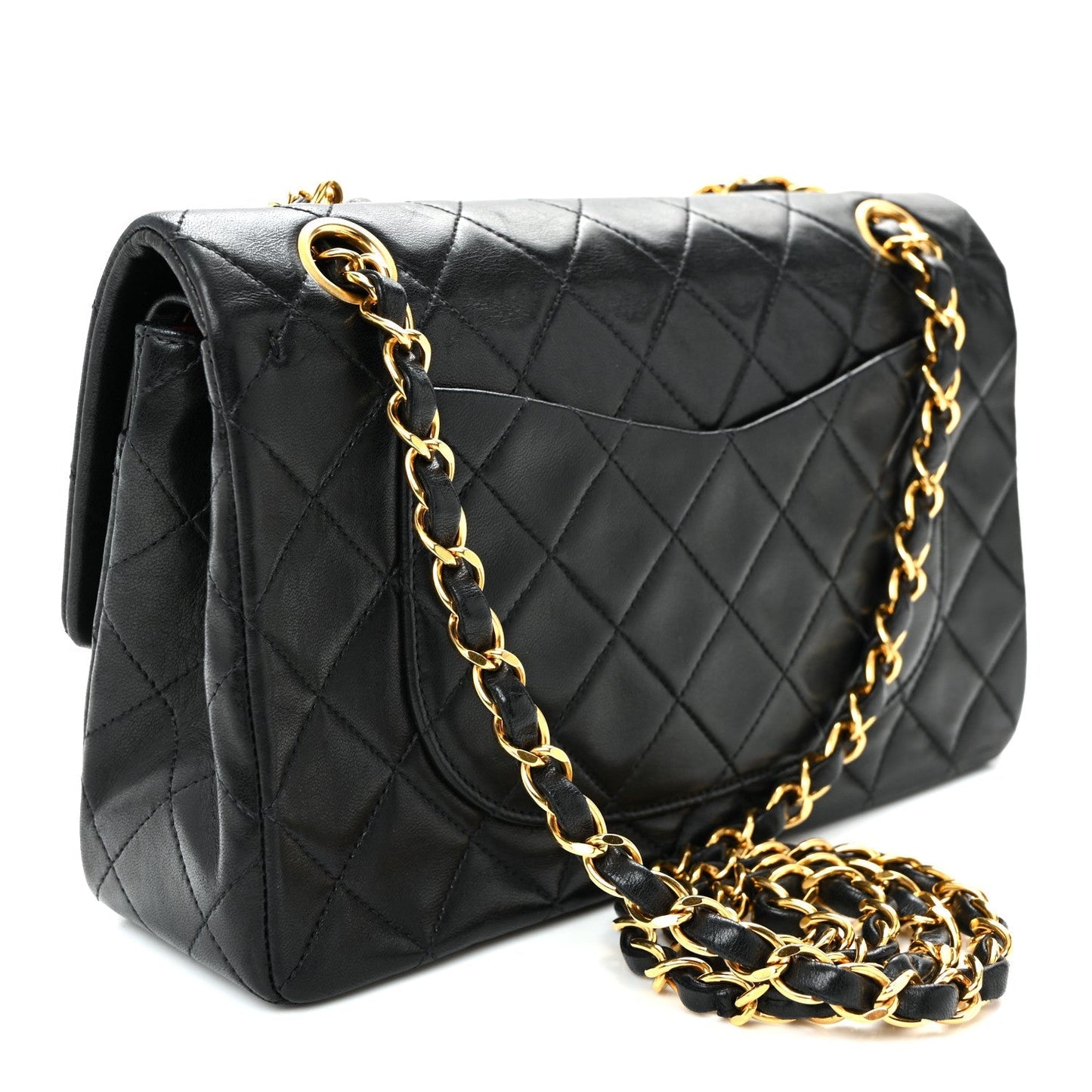 Lambskin Quilted Small Double Flap Black