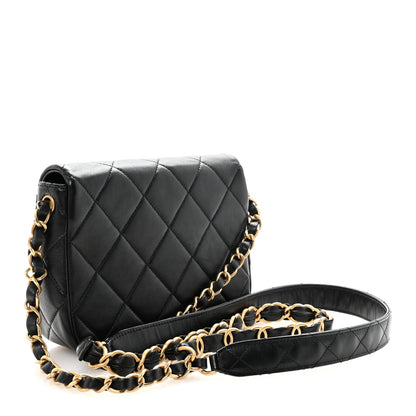 Lambskin Quilted Small CC Links Flap Black