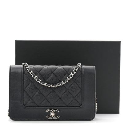 Caviar Quilted Vintage Mademoiselle Wallet On Chain WOC Black