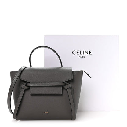 Grained Calfskin Nano Belt Bag Grey