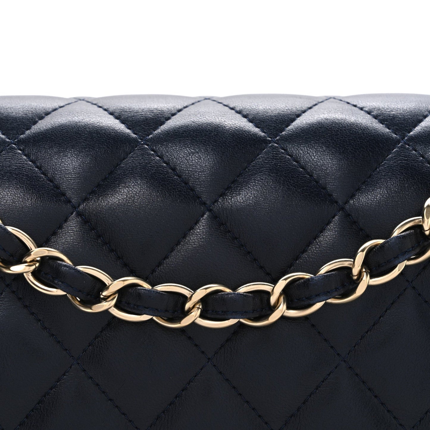 Lambskin Quilted Jumbo Double Flap Navy