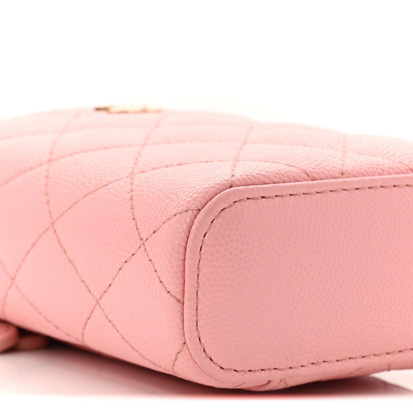 Caviar Quilted Small Vertical Coco Beauty Vanity Case With Chain Light Pink