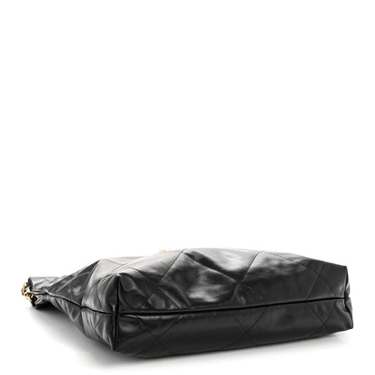 Shiny Calfskin Quilted Small Chanel 22 Black