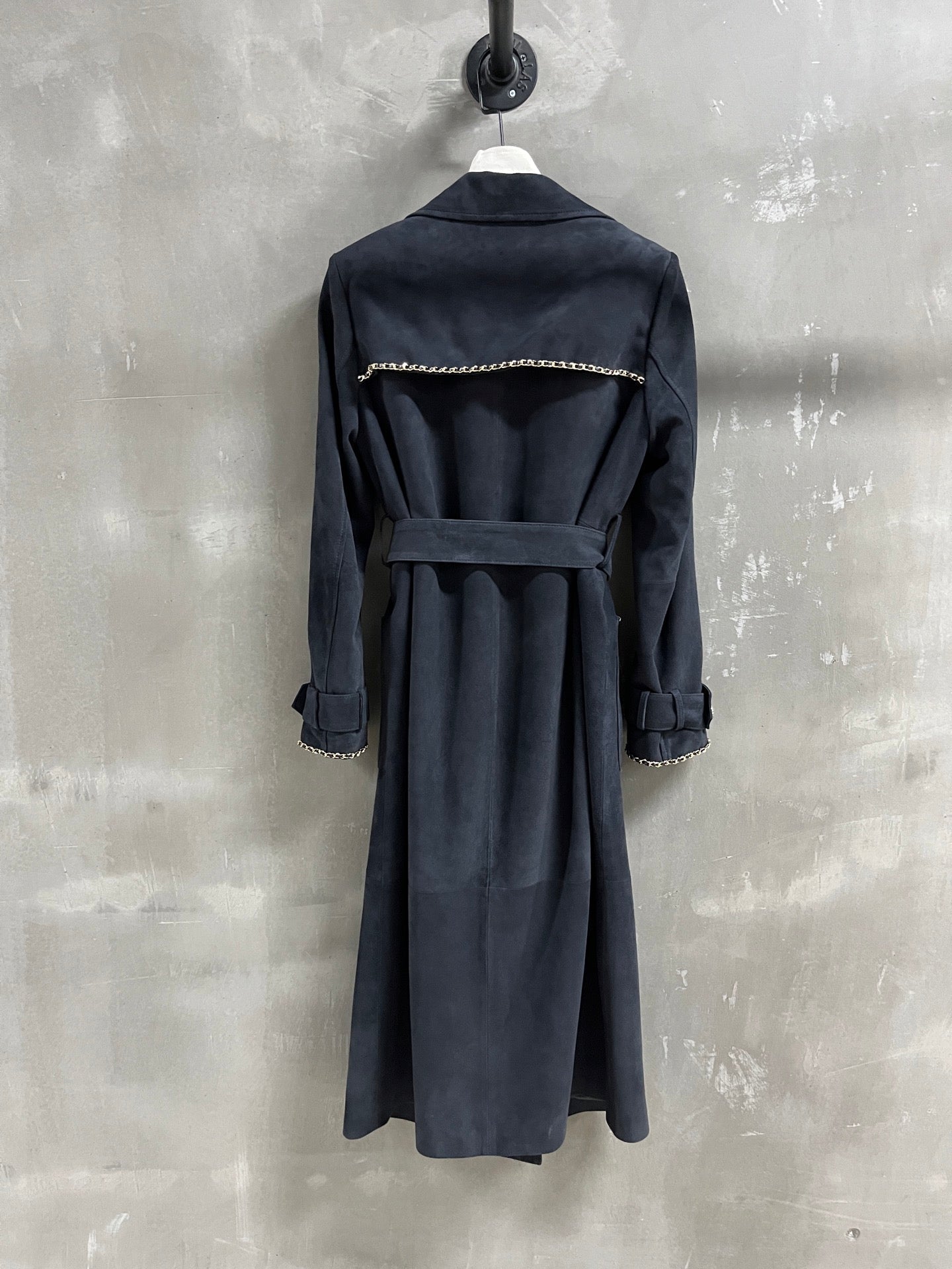 CC 25 Chain Trench Coat Blend Black Cashmere