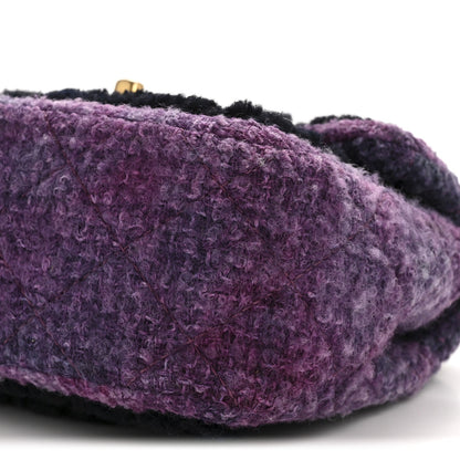 Shearling Tweed Quilted Mini Square Flap Bag Purple