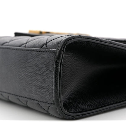 Grain De Poudre Textured Mixed Matelasse Triquilt Medium Monogram Satchel Black