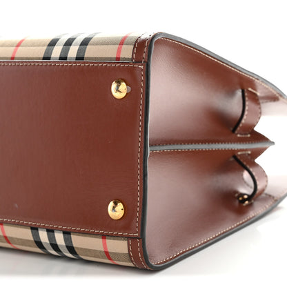Calfskin Vintage Check Two Handle Title Bag Archive Beige