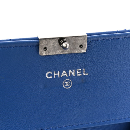 Lambskin Quilted Clutch with Chain Blue