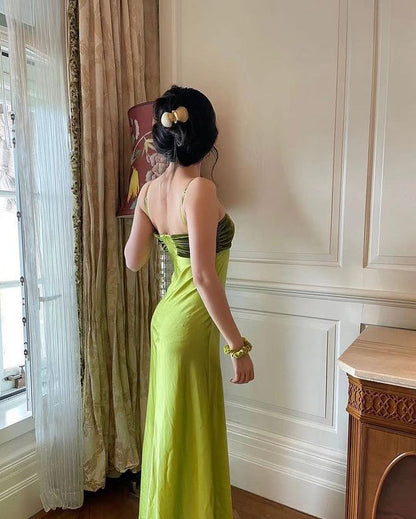 formaldressy-Lime green velvet bodycon yellow green strapless prom dress evening dress party dress date dress wedding guest dress gh5161