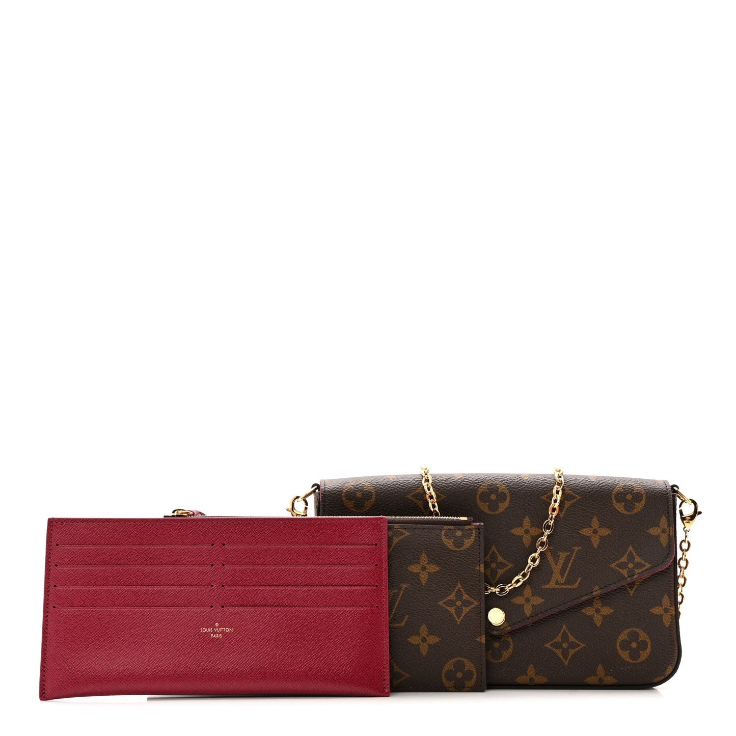 Monogram Pochette Felicie Chain Wallet Fuchsia