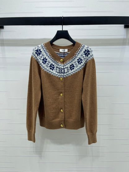 Celine 25 Patterned Cardigan Cashmere 295601