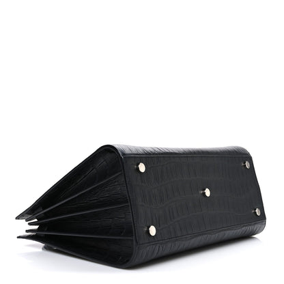Calfskin Crocodile Embossed Small Sac de Jour Black