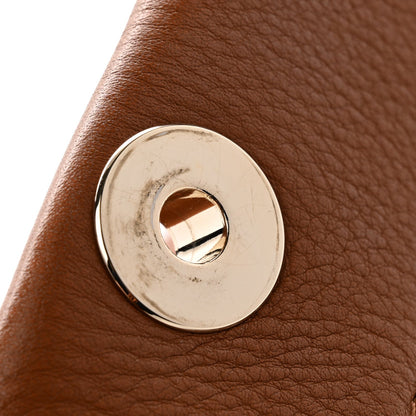 Grained Calfskin Large Penelope Shoulder Bag Caramel