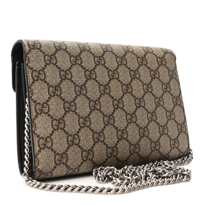 GG Supreme Monogram Mini Dionysus Chain Wallet Beige Black