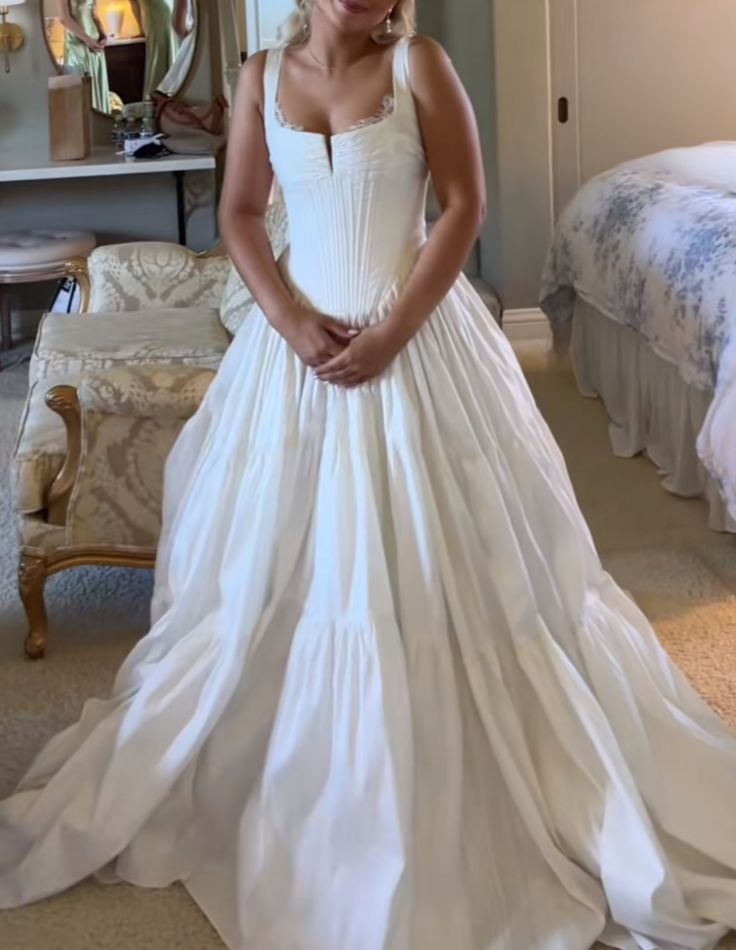 formaldressy-Bridal gown, white floor-length simple wedding dress gh6171