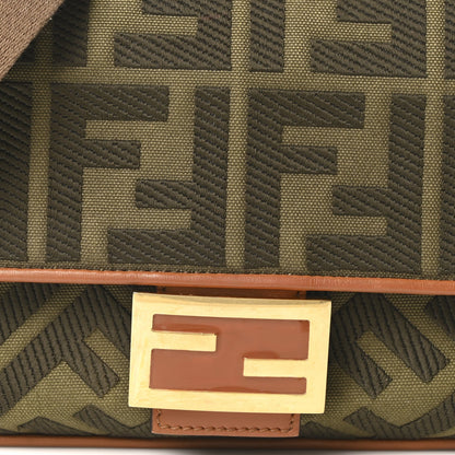 Canvas Vitello King FF Embroidered Baguette Amazzonia Cuoio