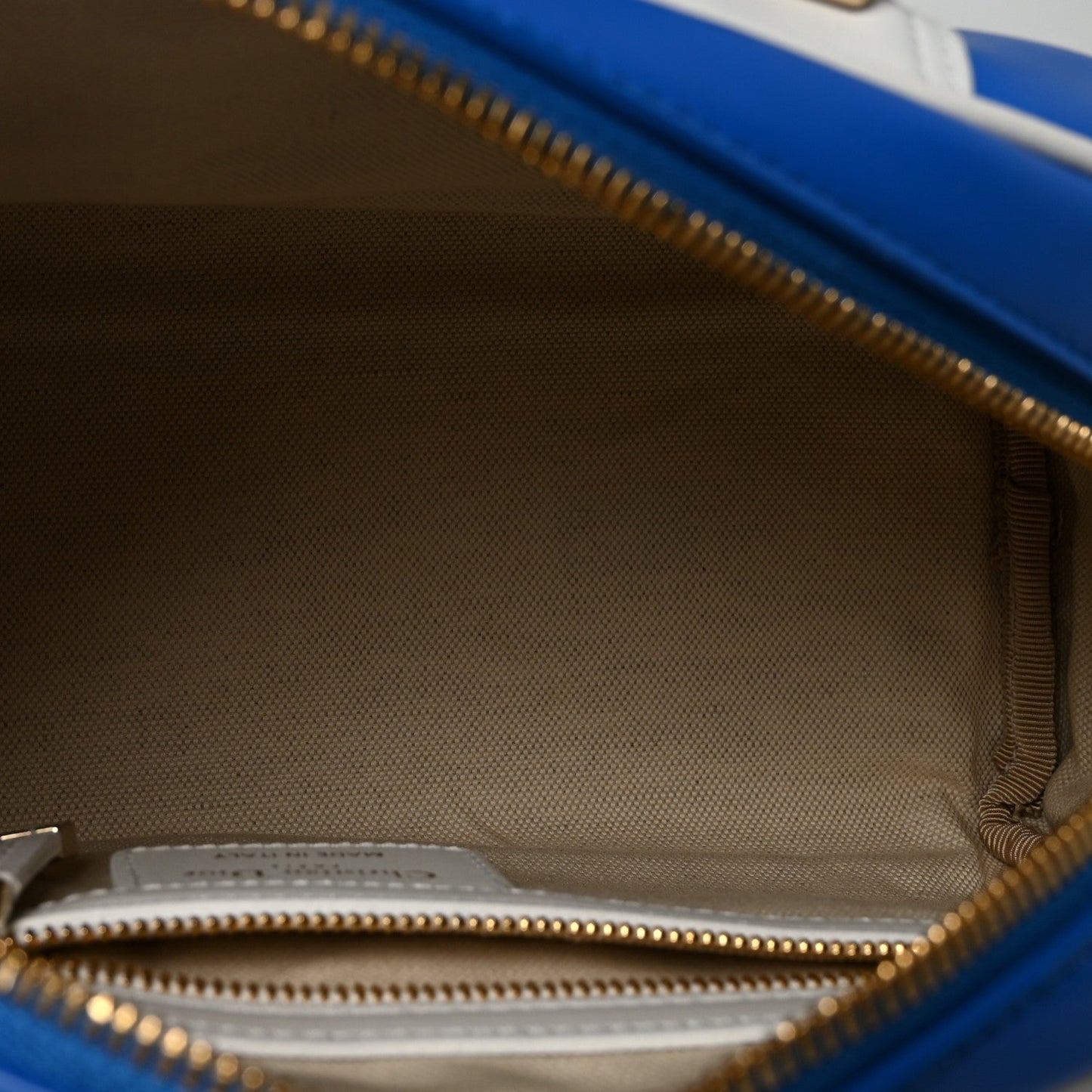 Calfskin Small Dior Vibe Zip Bowling Bag Blue