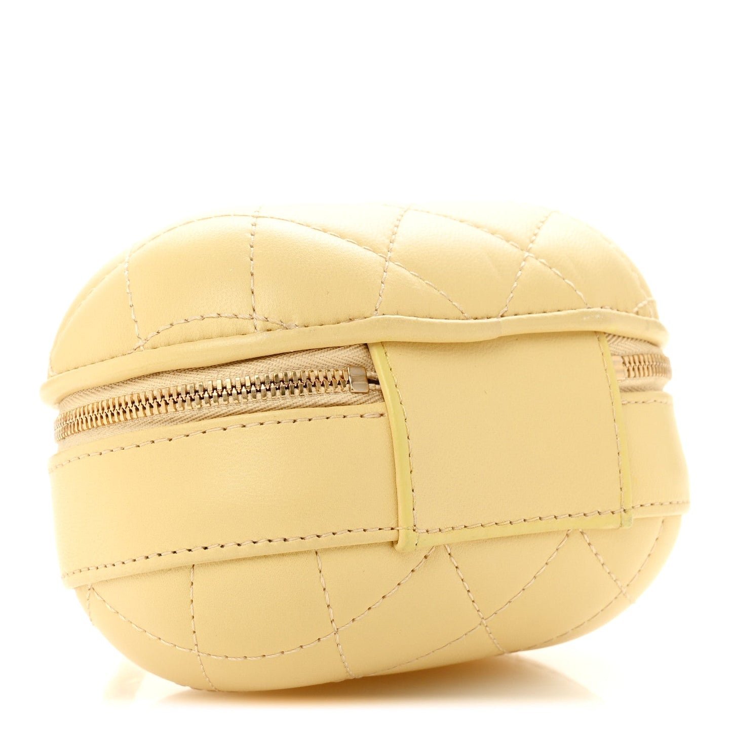 Lambskin Quilted CC Bubble Vanity Case With Chain Light Yellow