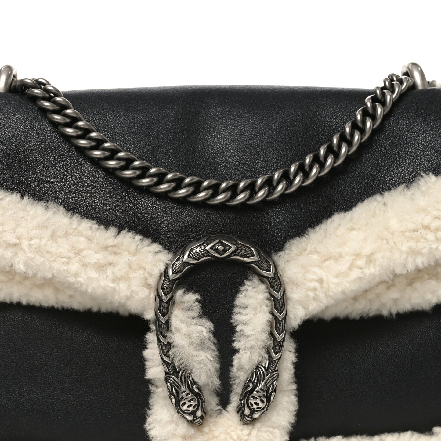 Sakai Be Green Calfskin Shearling Small Dionysus Shoulder Bag Black