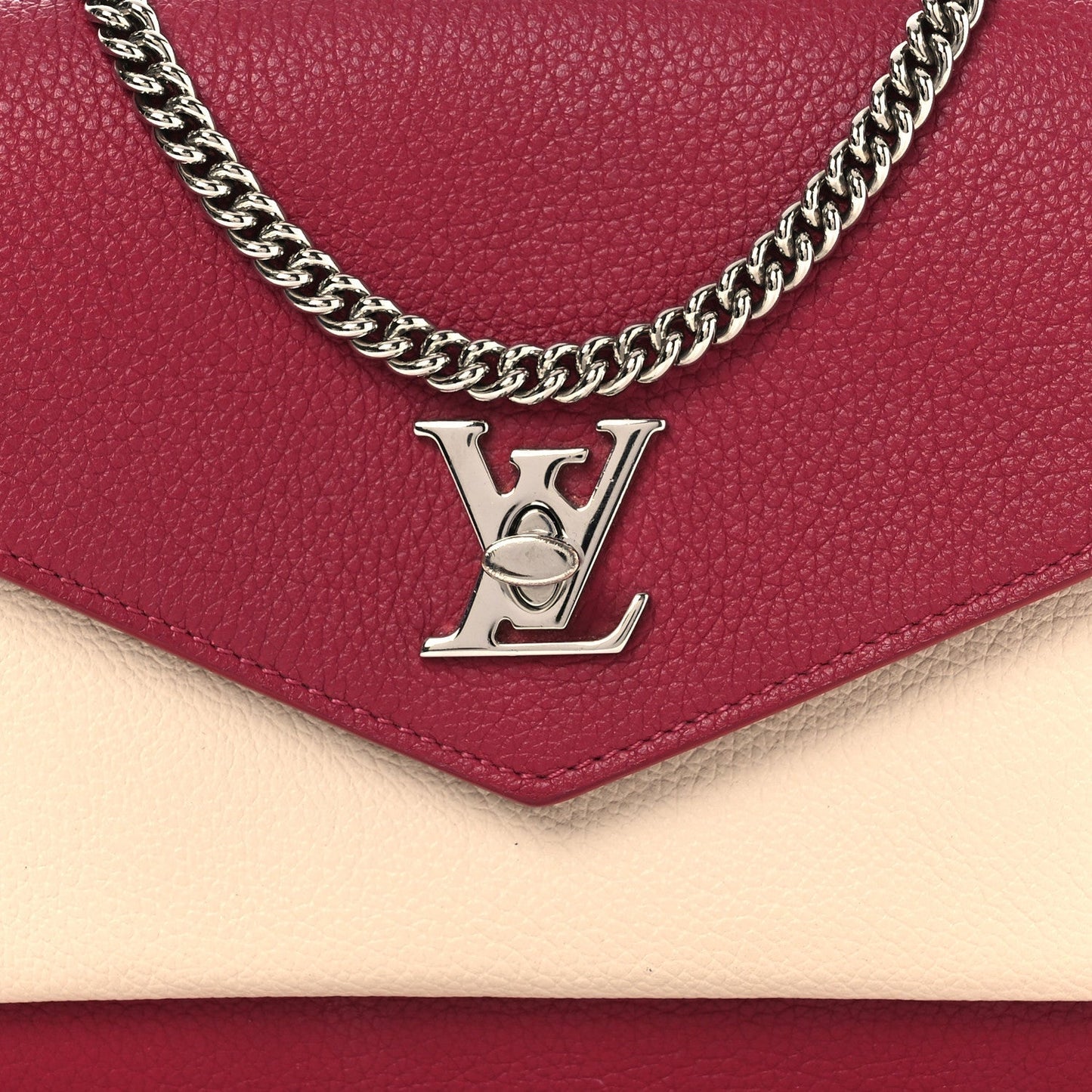 Calfskin My Lockme Chain Pochette Lie De Vin Etain Creme