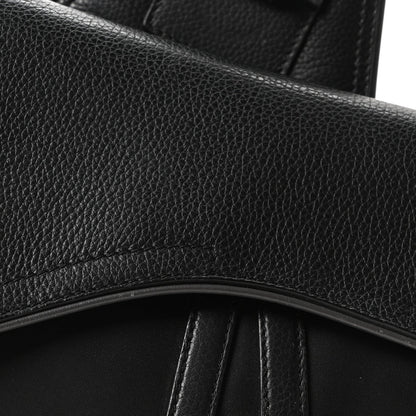 X Sacai Grained Calfskin Technical Fabric Mens Saddle Bag Black