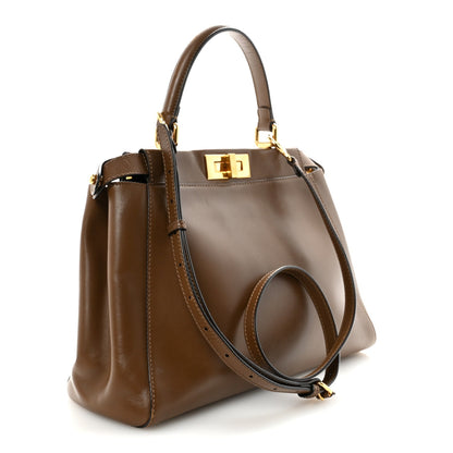 Vitello Morgan Fabric Jacquard Pequin Medium Peekaboo Iconic Satchel Foresta Tobacco Black