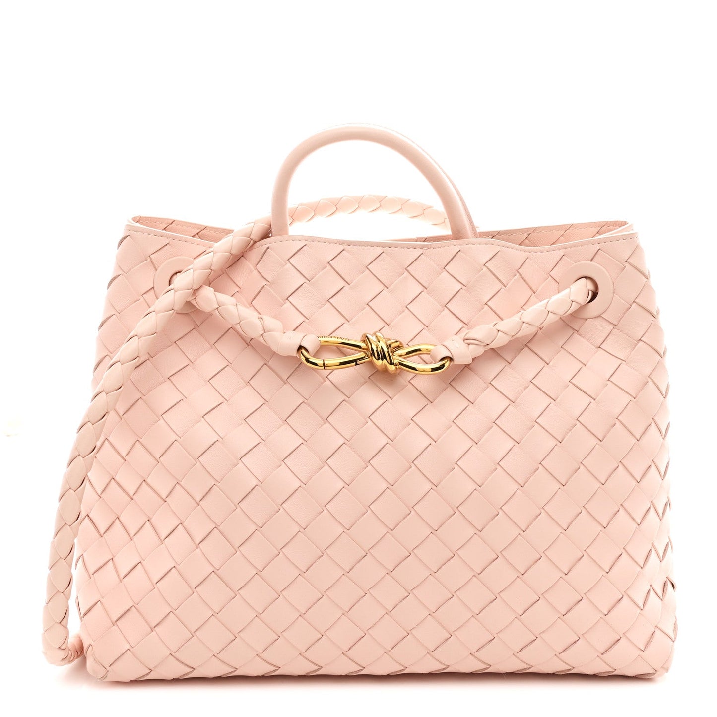 Nappa Intrecciato Medium Andiamo Shoulder Bag Cameo