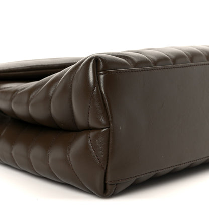 Calfskin Y Quilted Monogram Medium Loulou Chain Satchel Soil Brown