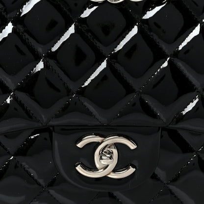 Patent Quilted Maxi Double Flap Black