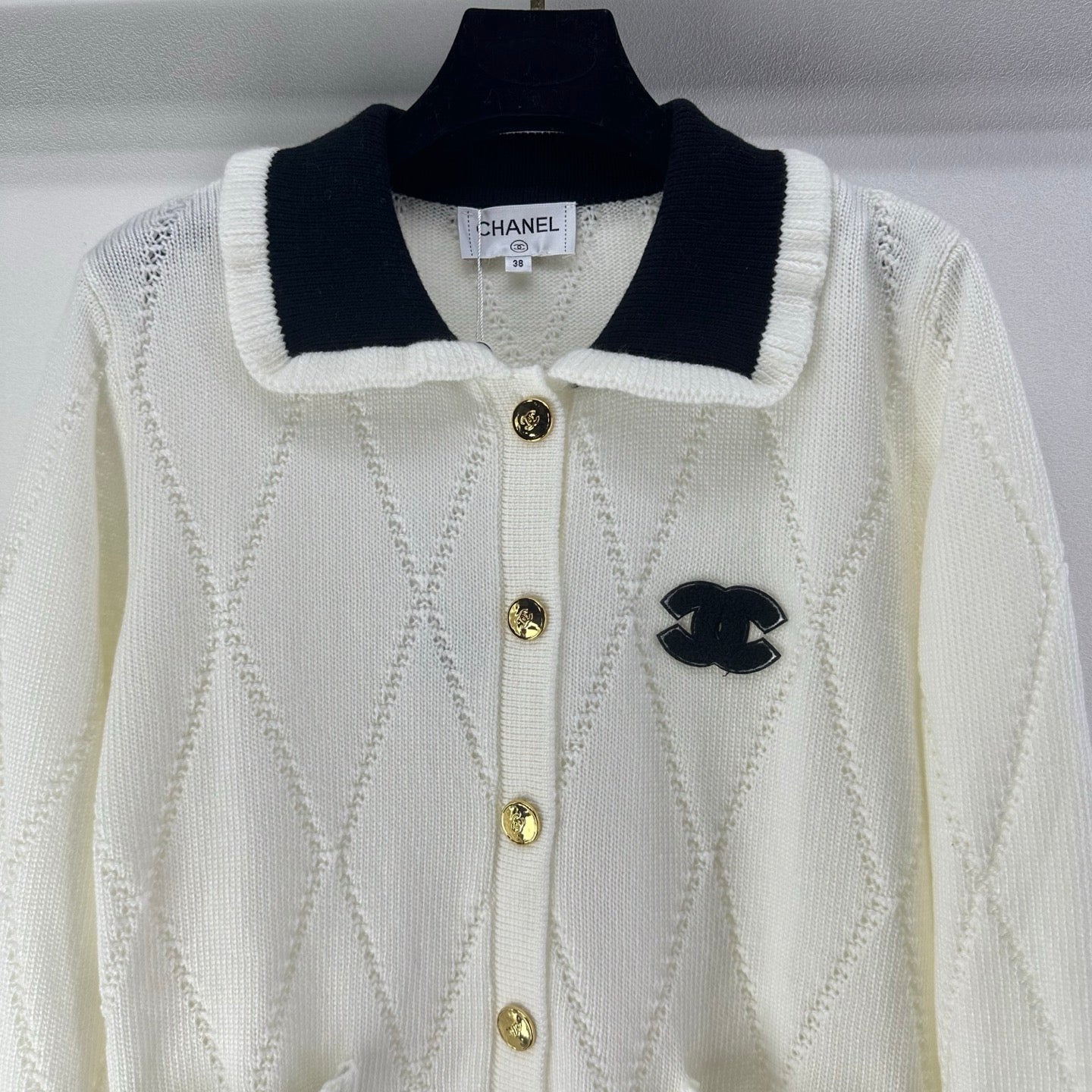 CC 26s Cardigan Black White Wool Nylon 345977