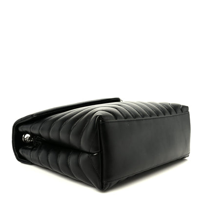 Calfskin Y Quilted Monogram Medium Loulou Chain Satchel Black